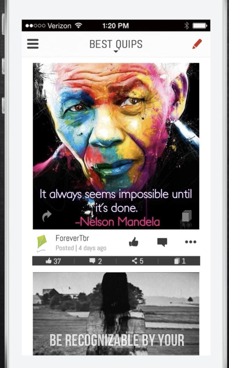 Best Quips: a painted Mandela portrait reading 'It always seems impossible until it's done'