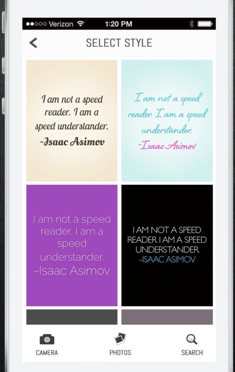 Select Style: the same quote rendered in four typographic themes